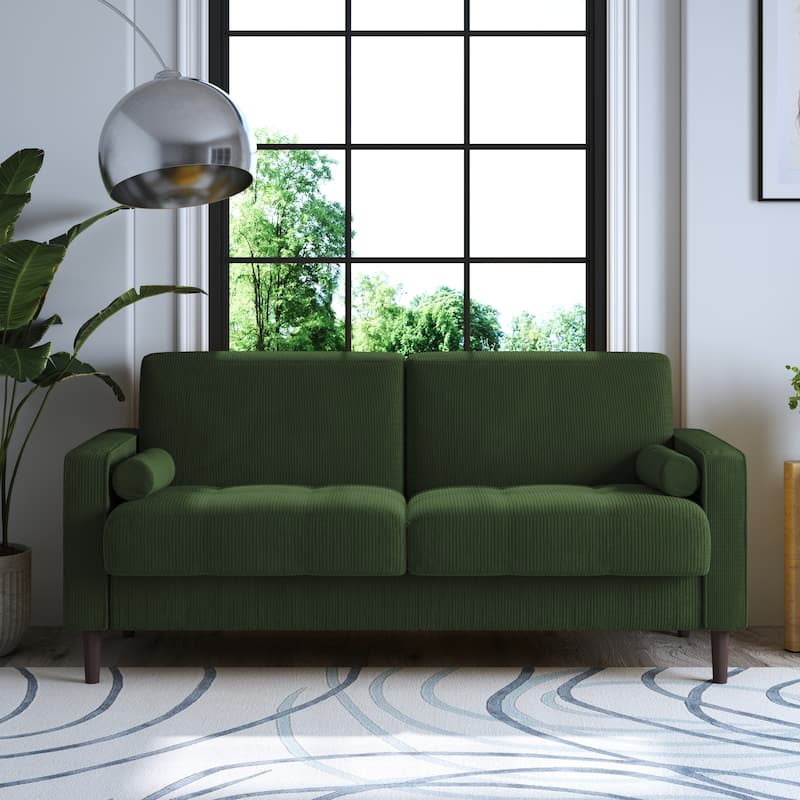 Corduroy 61.9" Loveseat Sofa Square Armrests