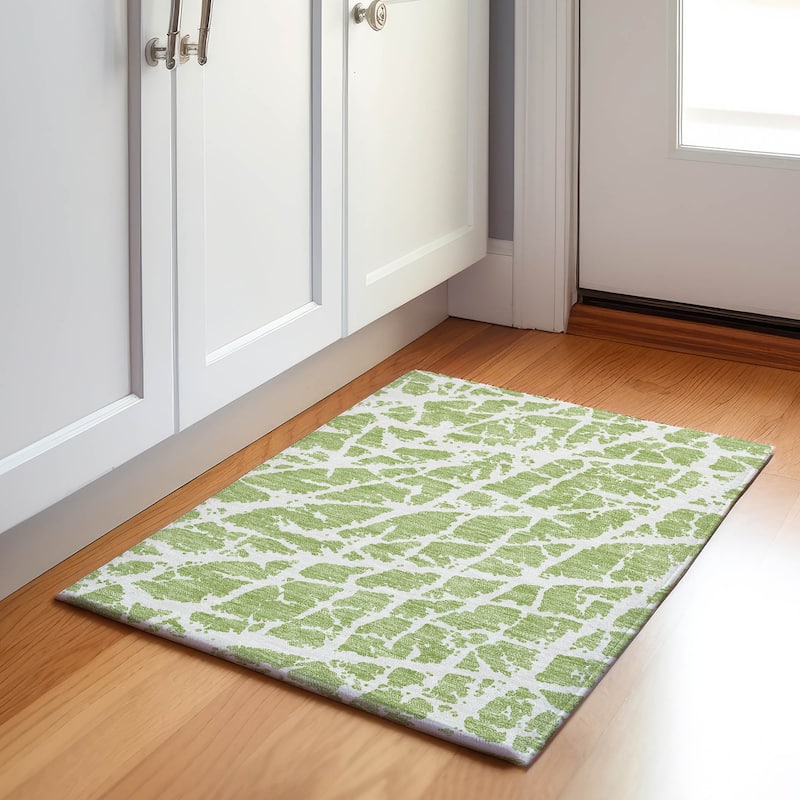 Premium Washable Super Soft Modern Crackle Mayfield Rug - Aloe - 1' 8" x 2' 6" - Rectangle