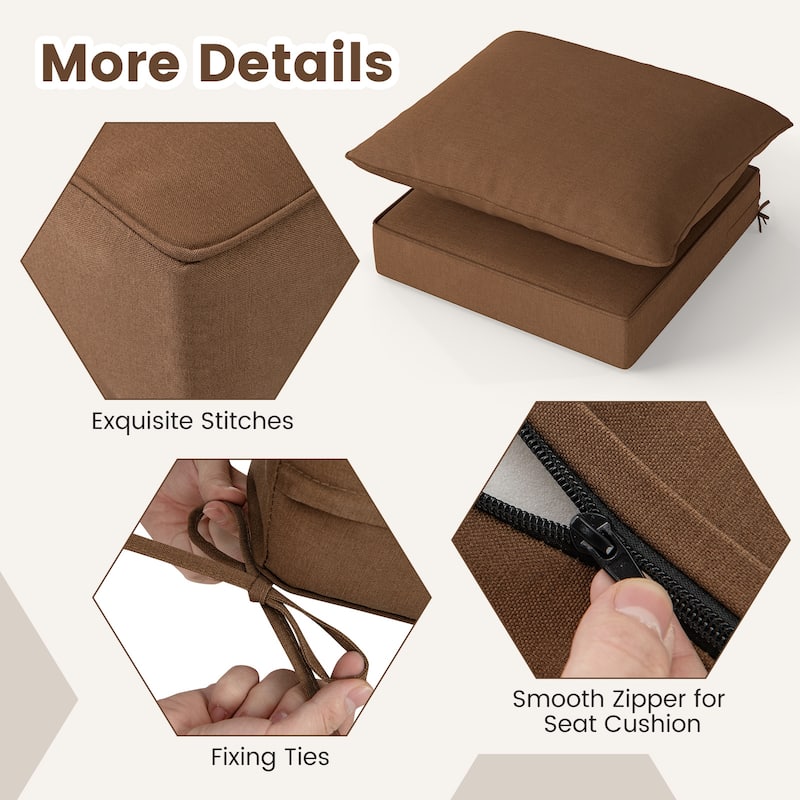 Gymax 2PCS Deep Seat Chair Cushion Pads Set Indoor/Outdoor w/ Rope