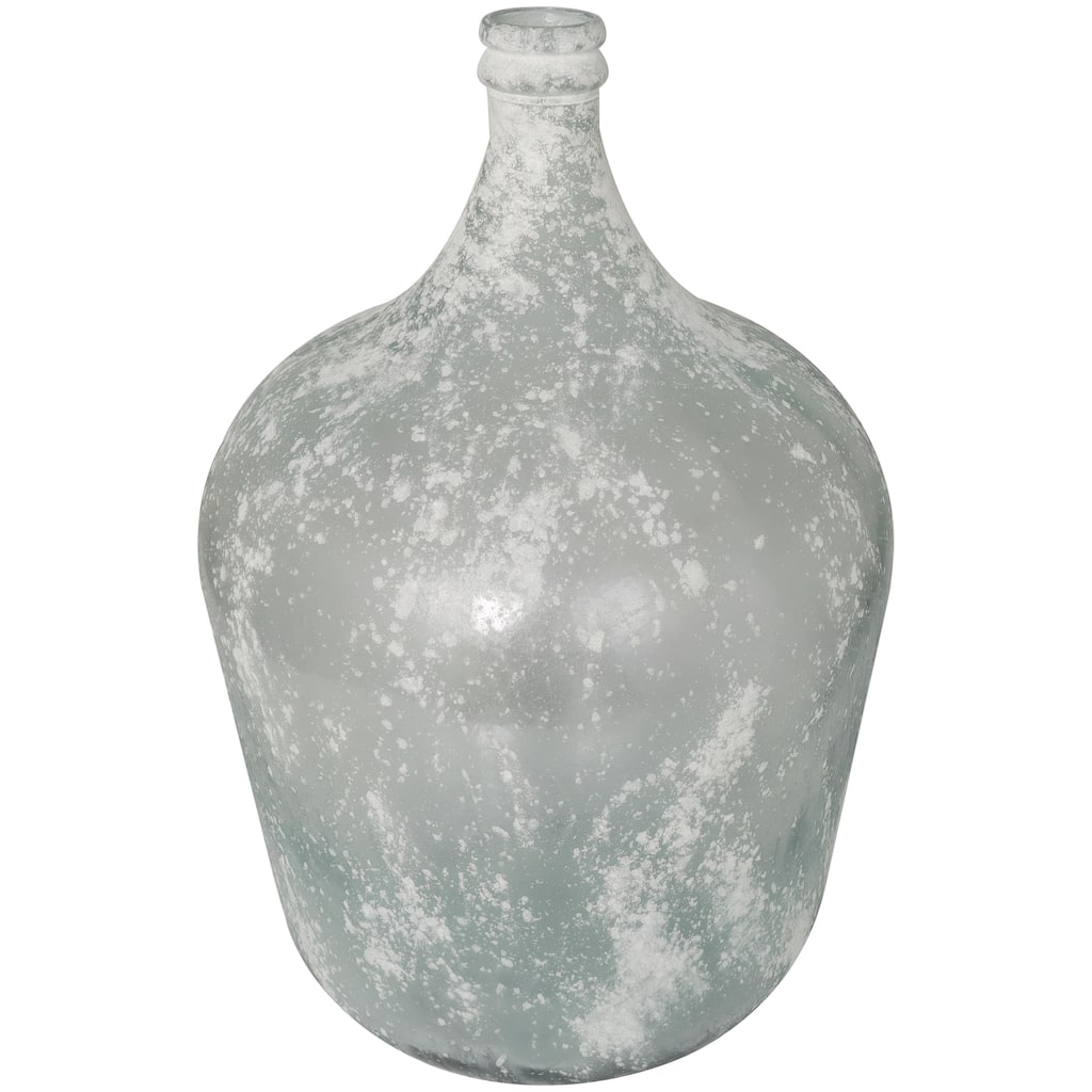Recycled Glass Handmade Frosted Spanish Bottle Decorative Vase - Clear - Roche River Decor