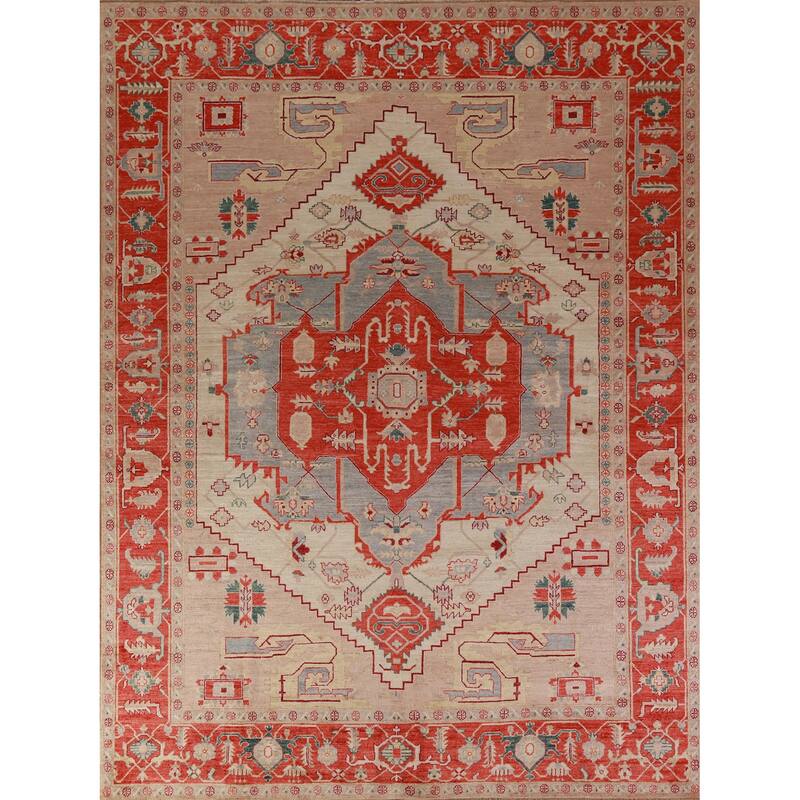 Vegetable Dye Heriz Serapi Oriental Area Rug Hand-Knotted Wool Carpet - 8'0"x 10'1"