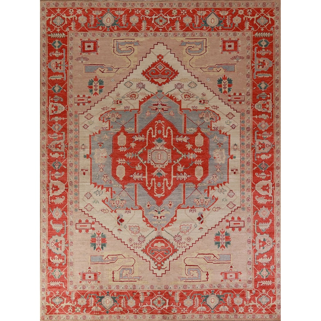 Vegetable Dye Heriz Serapi Oriental Area Rug Hand-Knotted Wool Carpet - 8'0"x 10'1"