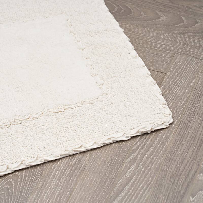 Laura Ashley Ruffle Border Pure Cotton Bath Rugs