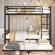 preview thumbnail 1 of 47, 2 In 1 Full over Full Metal Bunk Bed With Trundle,Save Space Black