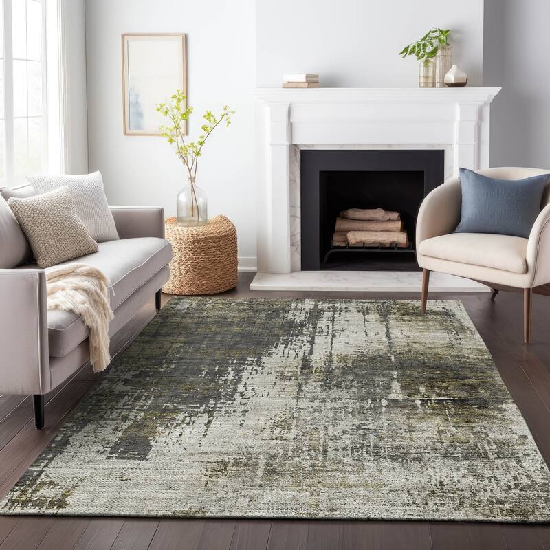 Machine Washable Indoor/ Outdoor Chantille Abstract Ombre Rug