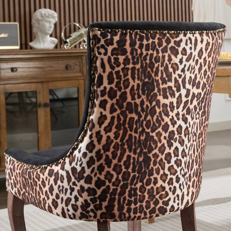 Ultra Side Dining Chair Set of 2, Thickened Fabric Upholstered Dining Chair, Kitchen Chairs with Solid Wood Legs & Nailhead Trim