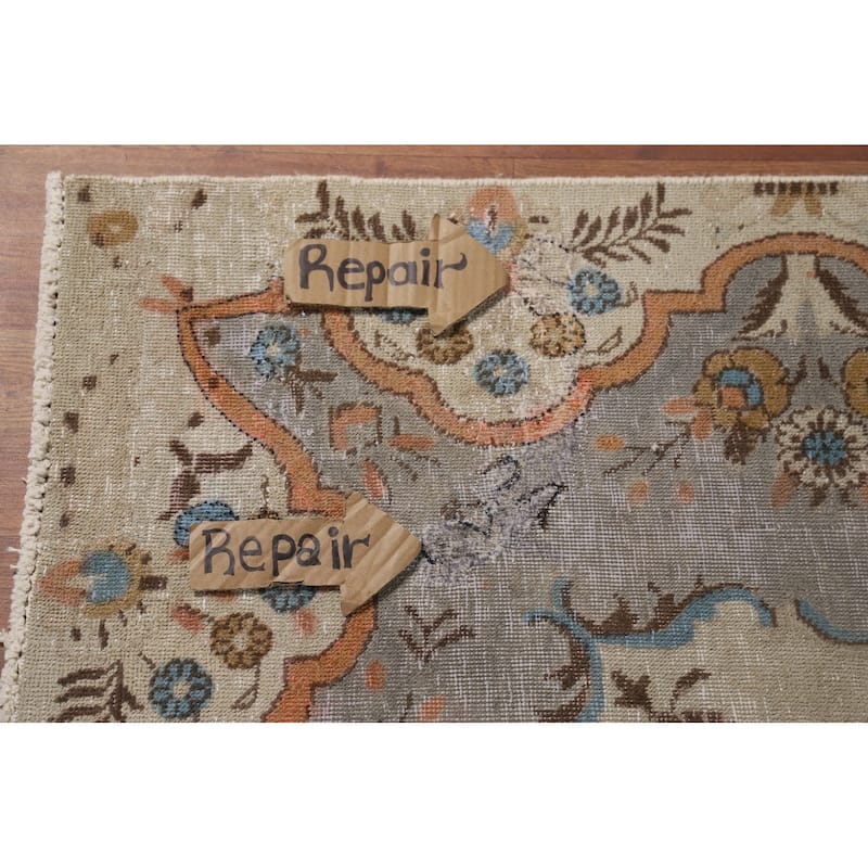 Tabriz Vintage Persian Area Rug Handmade Wool Carpet - 8'7" x 11'5"