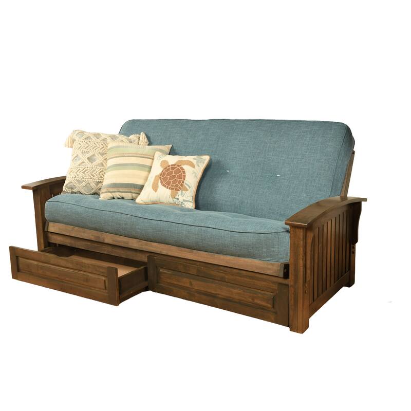 Somette Washington Full-size Futon Frame Includes Storage Drawers and Mattress