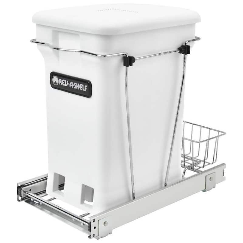 Rev-A-Shelf RV Series Bottom Mount Single Bin Trash Can - 24 Quart - White