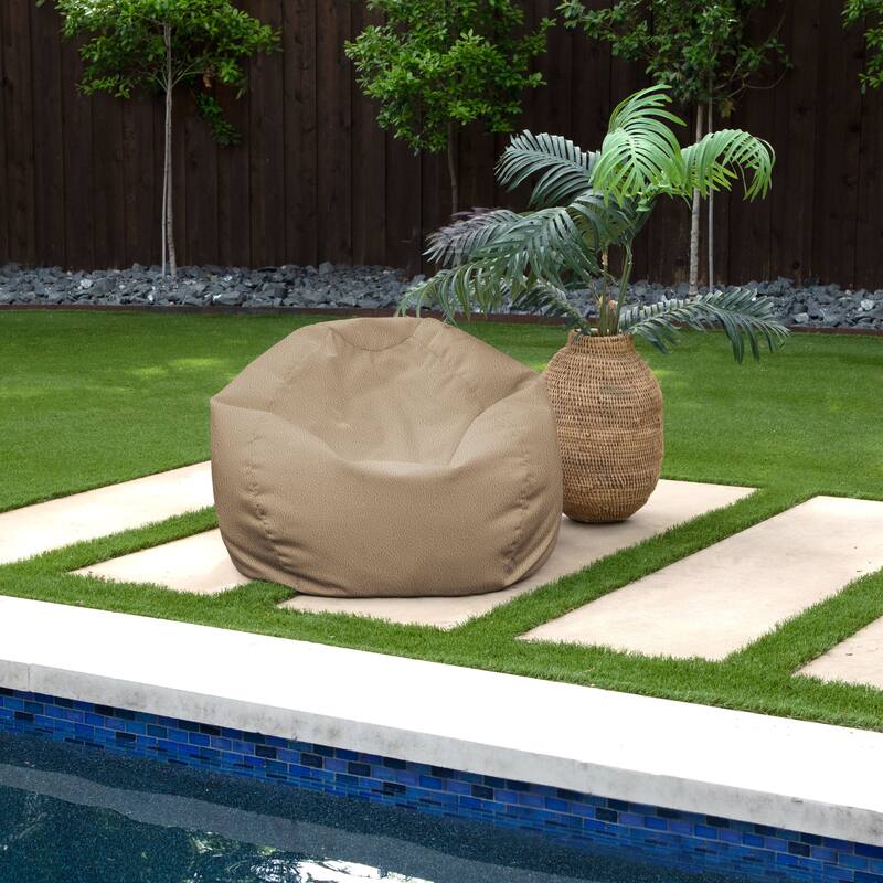 Sorra Home Valdese Boucle Outdoor Bean Bag - 30 in W x 30 in W x 20 in H - Wheat