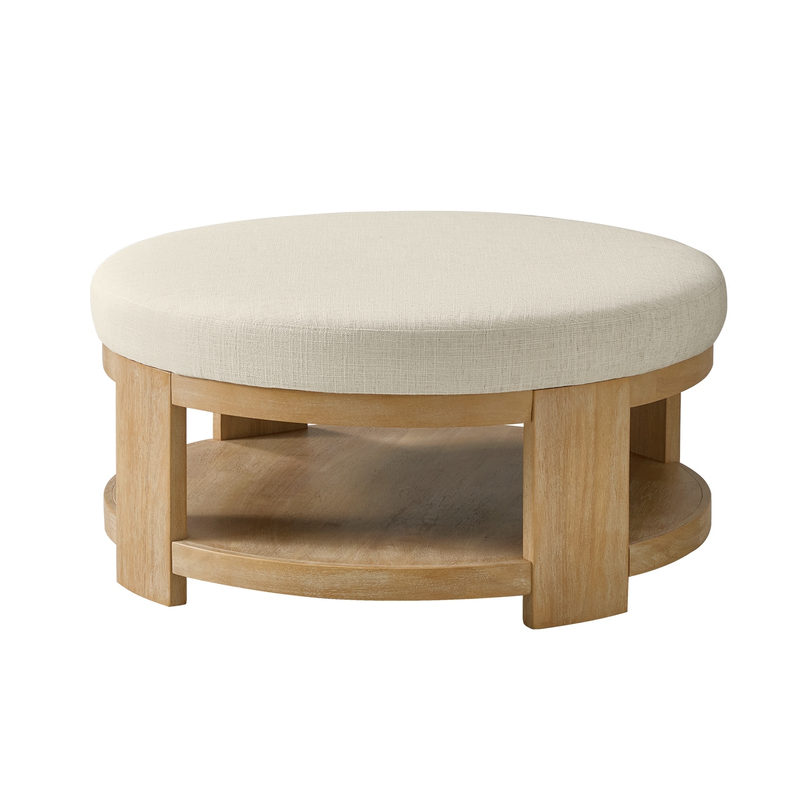 Zenith Modern 40" Round Cocktail Ottoman with Solid Wood Legs By HULALA HOME