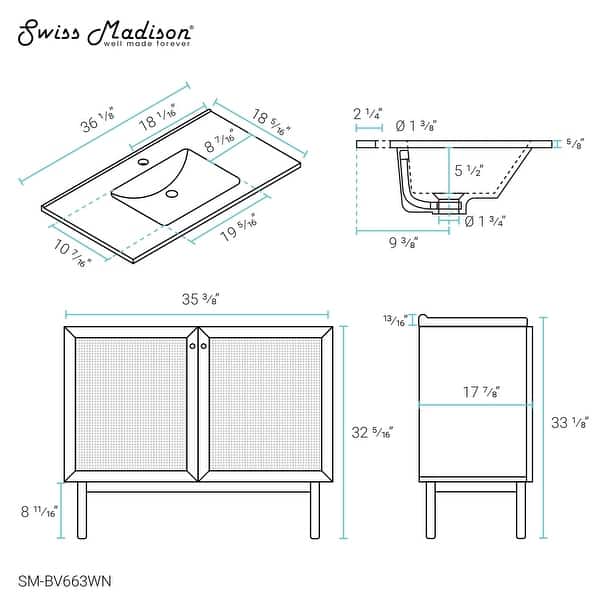 dimension image slide 5 of 6, Classe Bathroom Vanity in Oak