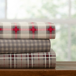 Pointehaven Plaid Luxury Flannel Heavy Weigh 180 GSM 100% Cotton Bed Sheet Set