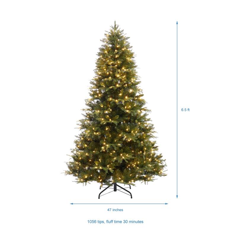 Traditional Artificial Christmas Tree with Lights, Prelit Christmas Tree, Pine Fir Christmas Tree with LED Lights