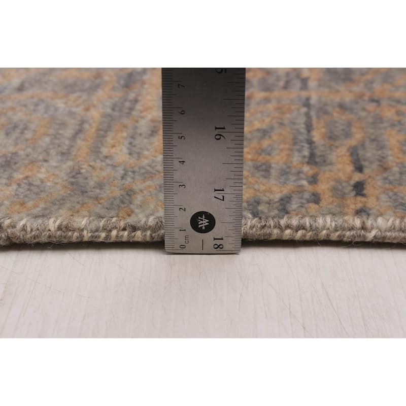 ECARPETGALLERY Hand-knotted Silk Shadow Grey Wool Rug - 6' x 9'