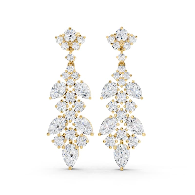 Auriya 14k Gold 3ctw Lab Grown Diamond Dangle Earrings (E-F VS) - Yellow