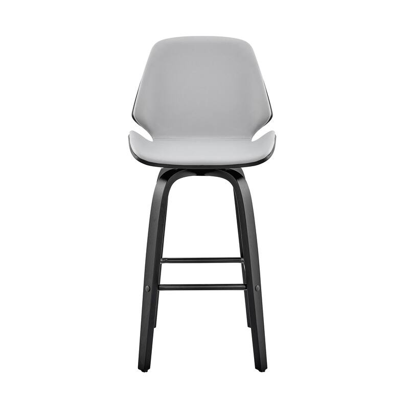 Modern 26" Swivel Bar Stool with Faux Leather Seat and Iron Legs for Kitchen Island - 40”H x 19”W x 20”D