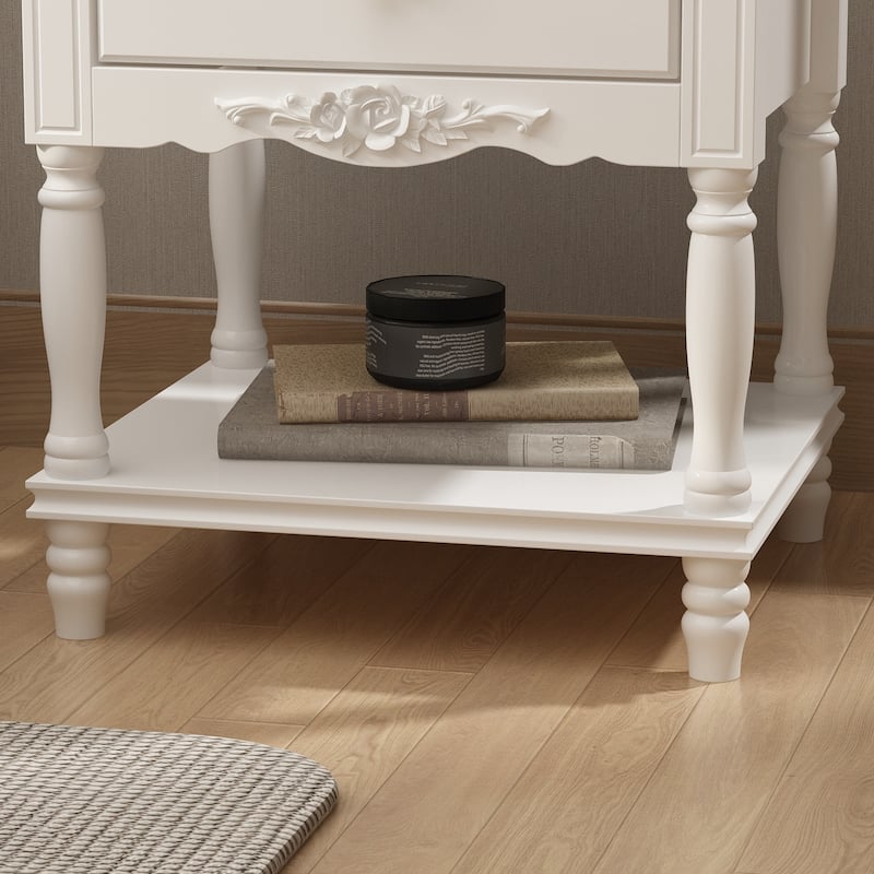 Rustic Farmhouse Accent End Table Nightstand Side Table 2 Colors White/Black