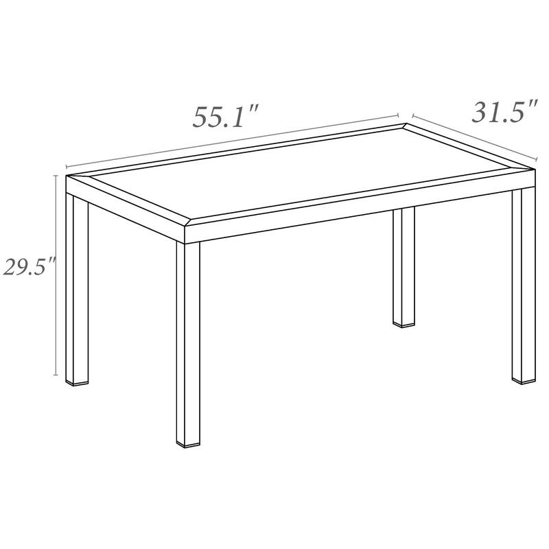 55" Teak Brown Patio Rectangular Dining Table