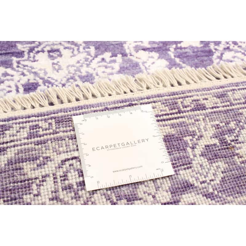 ECARPETGALLERY Hand-knotted Heritage Purple Silk, Wool Rug - 2' 7" x 12'
