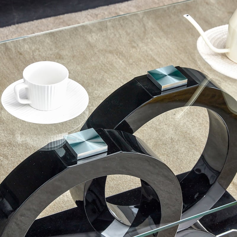 Rectangular Coffee Table withTempered Glass Tabletop