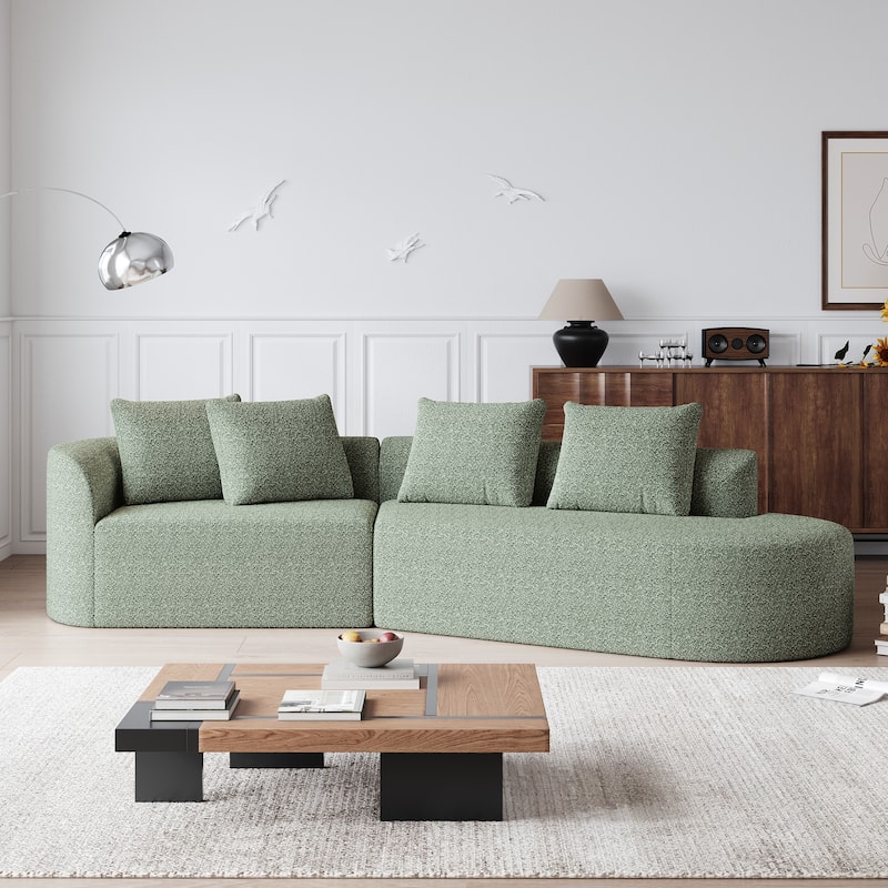 GDFStudio - Thalric Chenille 4-Seater Oversized Sectional Sofa with Pillows