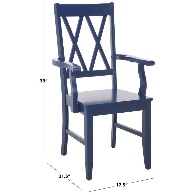 SAFAVIEH HOME Yelena Double X-Back Arm Chair - 18"W x 22"D x 39"H