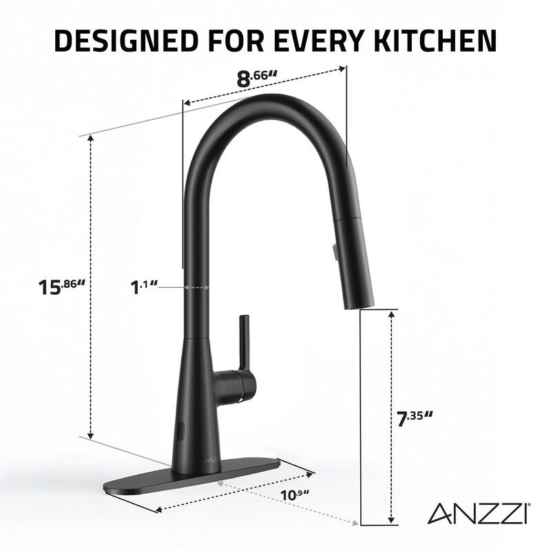 Modern Touchless Matte Black Pull-Down Kitchen Faucet