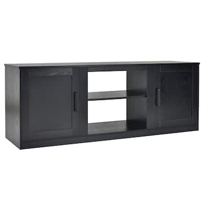 58 Inches TV Stand with 2 Storage Cabinets and 3-Position Adjustable Shelves