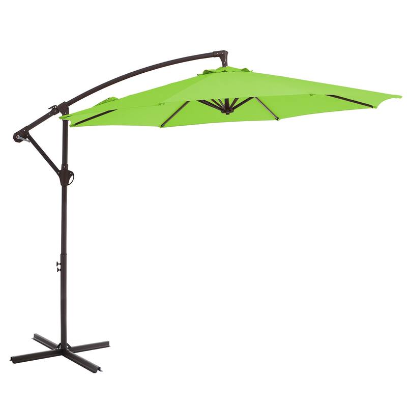 10ft Steel Crank Lift Hanging Offset Cantilever Umbrella - Light Green