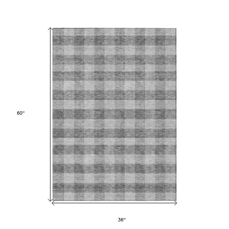 HomeRoots Plaid Transitional Rectangle Outdoor Rug