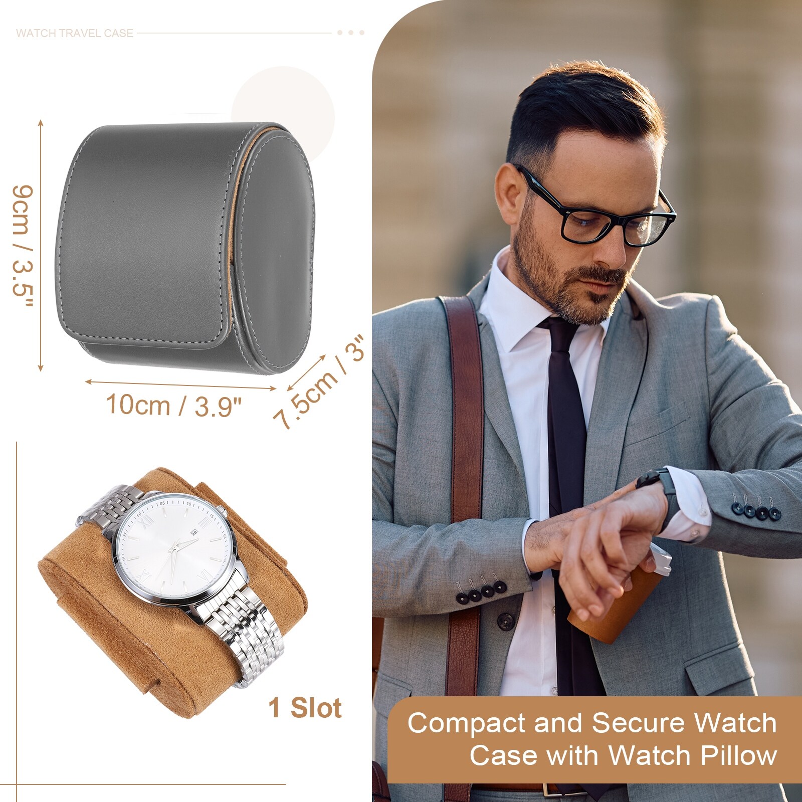 Leather Watch Travel Case Watch Roll Storage Box Organizer