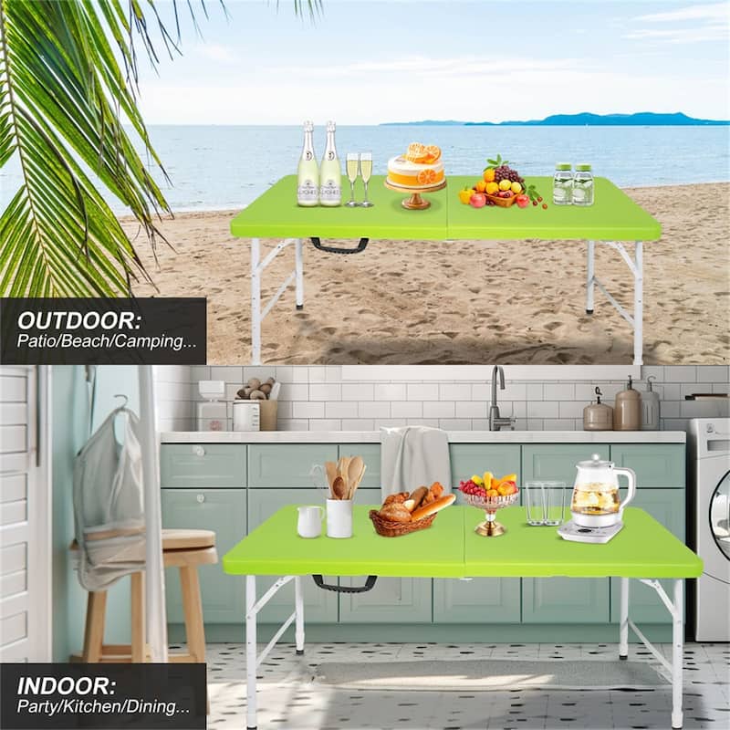 4ft Indoor and Outdoor Portable Foldable Steel Frame Table for Camping
