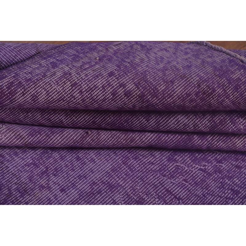 Over-Dyed Purple Anatolian Turkish Vintage Rug Handmade Wool Carpet - 6'10" x 10'0"