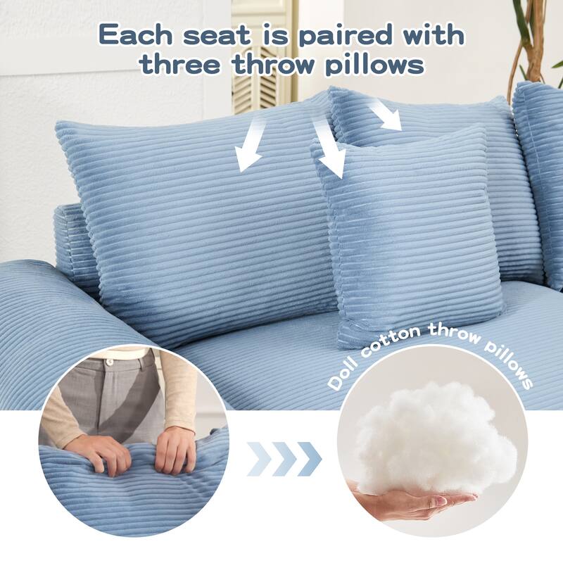 GDFStudio - Corduroy 2-Seater 92" Loveseat with Extra-Wide Armrests