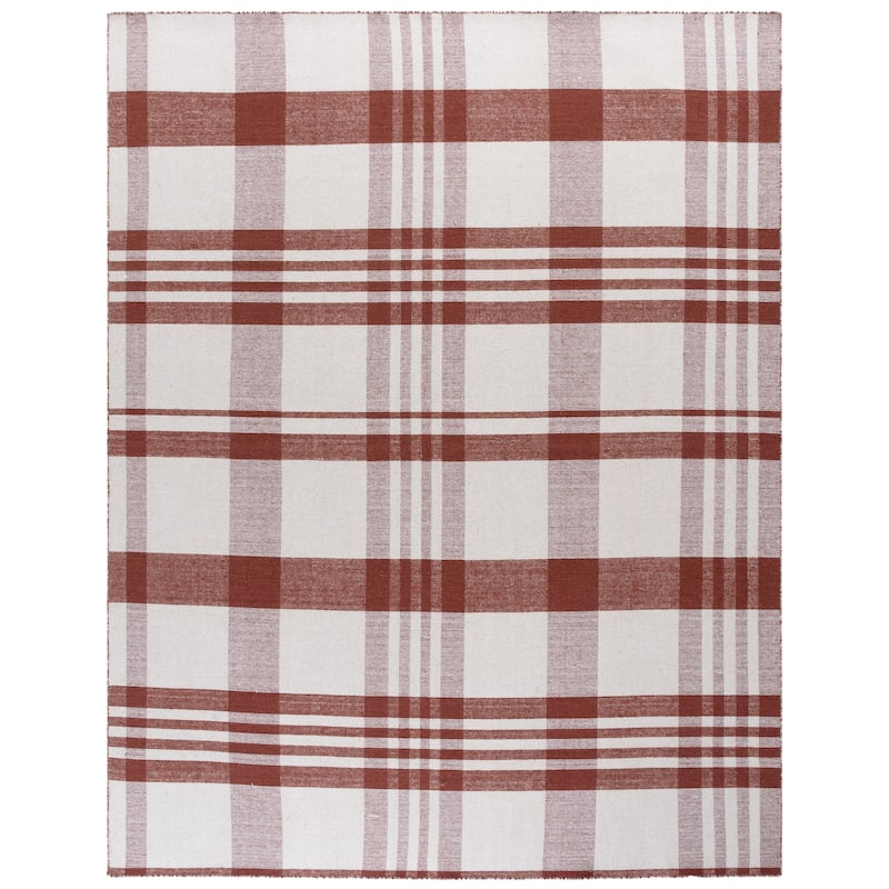 SAFAVIEH Handmade Striped Kilim Magndis Wool Rug - 8' x 10' - Rust/Ivory