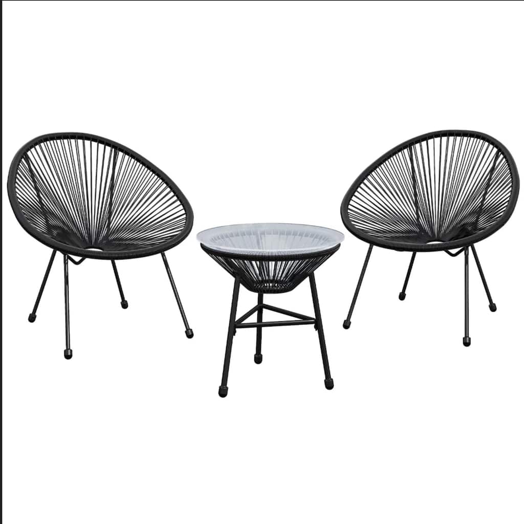 3-Piece Acapulco Wicker Patio Bistro Set with Glass Table