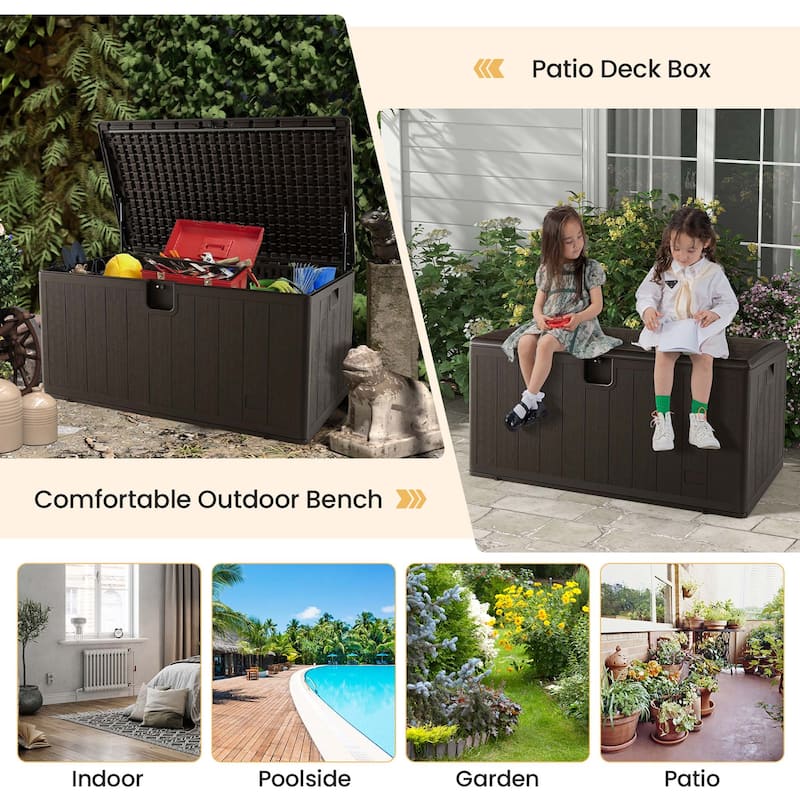 Costway 28/73/100/120/130 Gallon Patio Deck Box Outdoor Waterproof