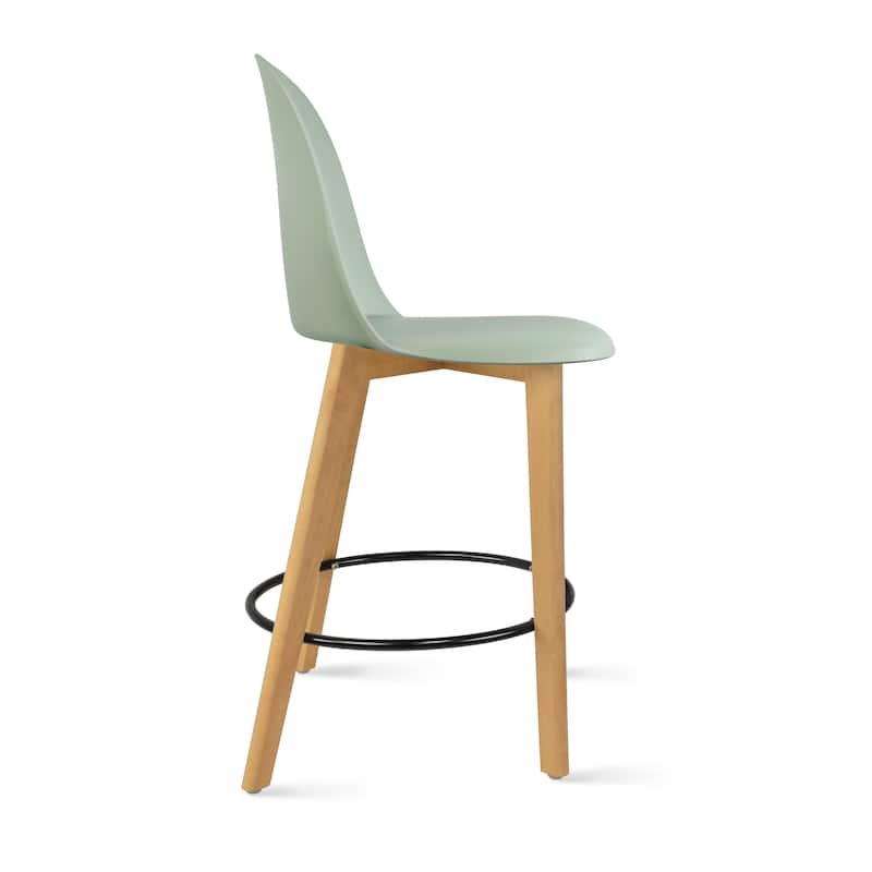 Set of 2 Designer Eiffel Chairs Counter Stools With Backs Side Molded Shell Kitchen Office Dining Dowel Bar Patio