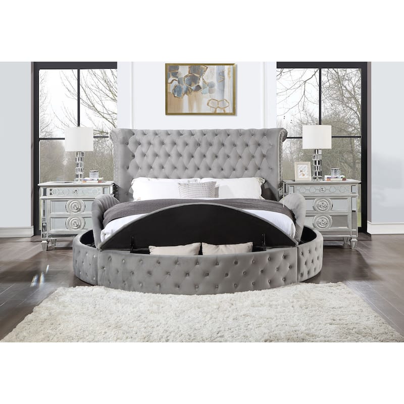 Rufus Grey Platform Bed with Storage