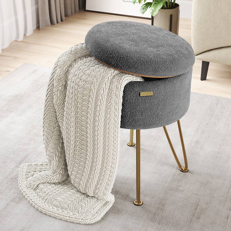 StorageBud Round Ottoman with Storage, Modern Ottomans for Living Room and Bedroom
