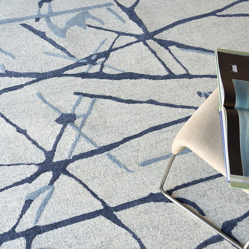 EXQUISITE RUGS Mystic Hand-tufted New Zealand Wool Navy Area Rug.