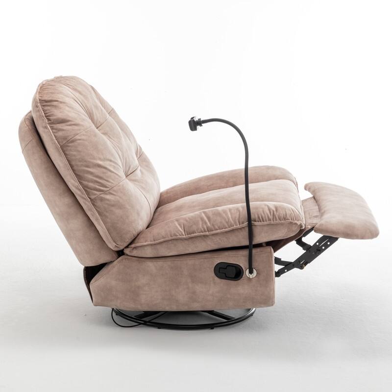 Gold-Stamped Velvet Multi-Function Recliner with Swivel, Glide & Phone Holder - Oversized Comfort for Living Room, Bedroom