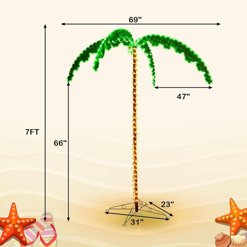 7.5 FT Coconut Tree Decoration Artificial Lighted Palm Tree - Green + Brown