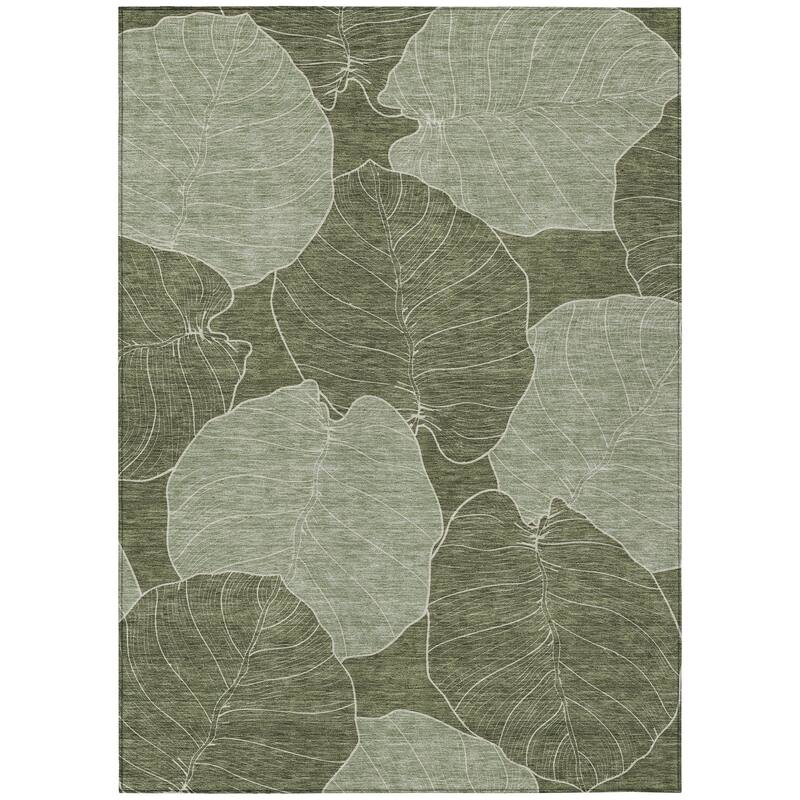 Machine Washable Indoor/ Outdoor Tropical Floral Chantille Rug