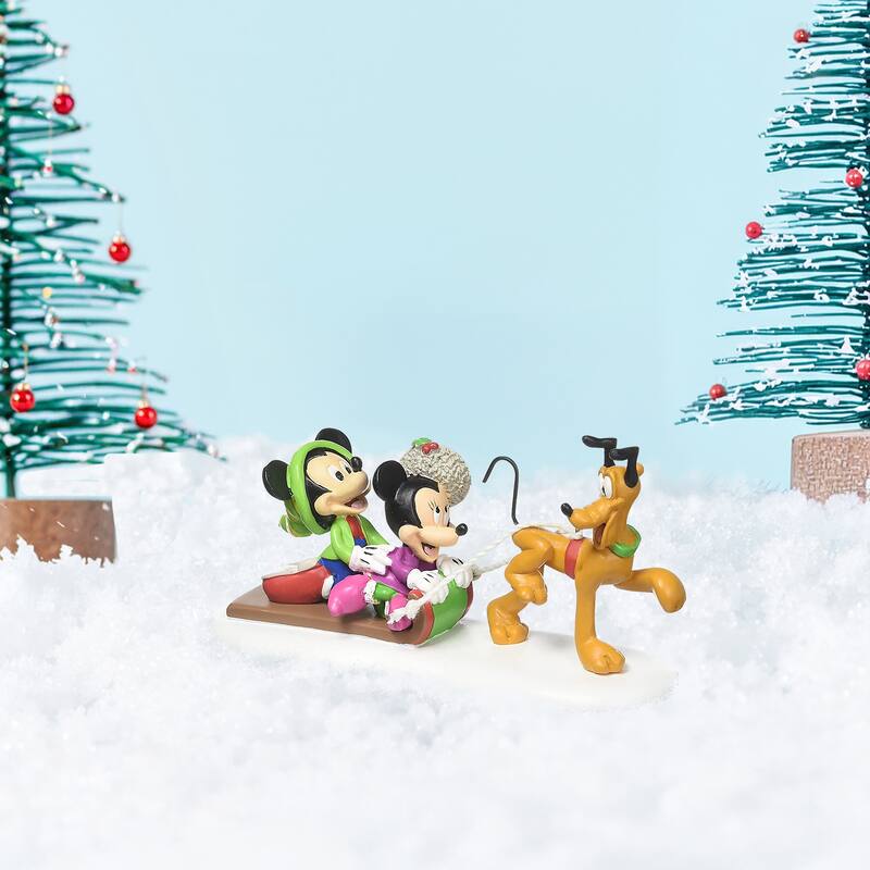 Dept 56 Disney Village Pluto's Toboggan Ride Christmas Figure