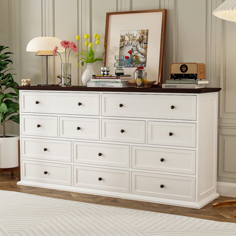 61"W Legant 12-Drawer Dresser for Modern Home Decor Accent Cabinet