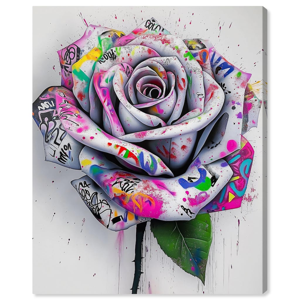 Graffiti Rose Canvas by Art Remedy, Gallery Wrapped