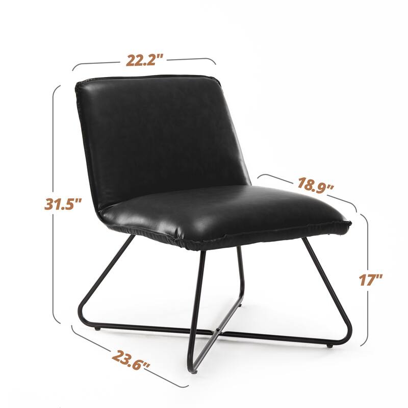 LUE BONA Mid Century Faux Leather Accent Chair With Adjustable Backrest - 31.5'' H X 22.2'' W X 23.6'' D