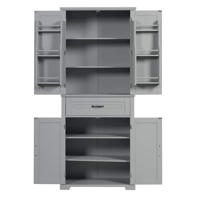 GDFStudio - Marcus Tall Freestanding Bathroom Cabinet with Ample Shelving and Adjustable Storage